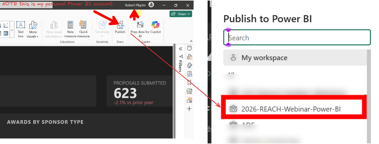 Power BI publish screenshot